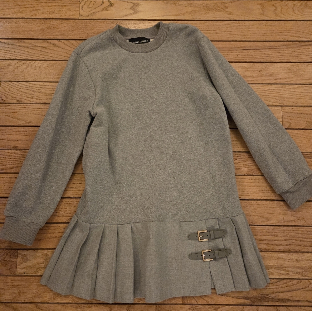 Cynthia Rowley Heather Gray Sweatshirt Dress With Toggle Straps -Size Large